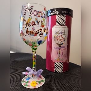 Lolita Painted Wine Glass "Mom, You're Amazing"
